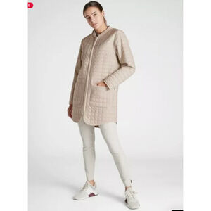 Athleta Grandview Primaloft Shell Long Quilted Puffer Coat Jacket Large Beige